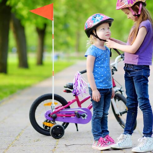 YARNOW 2 Sets 6Ft Bike Safety Flag with Pole, Solid Fiberglass High Visibility Bicycle Flag with Mounting Bracket for Kids & Adults, Adjustable Height for ATV UTV Trailer, Bright Orange in Kuwait