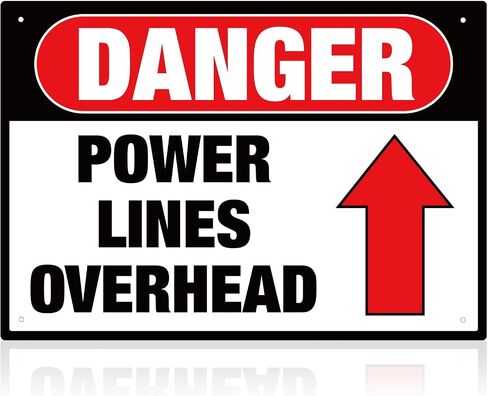 Tudomro 2 Pcs Danger: Power Lines Overhead Sign - 20" x 14" Aluminum Rounded Corners English Warning Sign for Indoor Outdoor, Pre-drill Holes at 4 Corners - OSHA Compliant in Kuwait