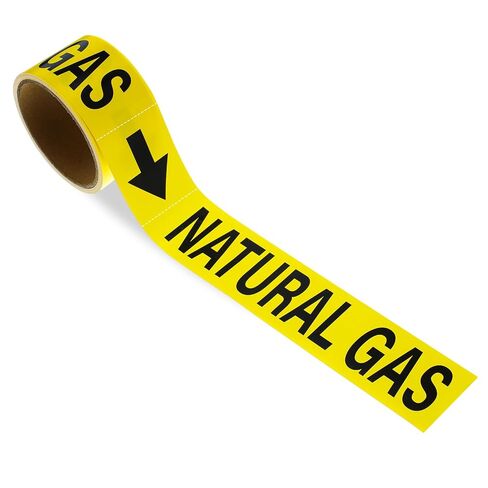 25 Pcs Natural Gas Pipe Markers 2" x 12" Self Adhesive Safety Stickers Gas Pipe Labels with Directional Arrows for Pipefitter Pipes Lines Inspections Regulators Heaters in Kuwait