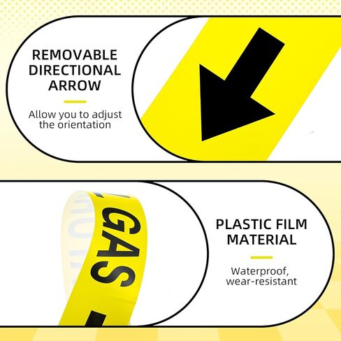 25 Pcs Natural Gas Pipe Markers 2" x 12" Self Adhesive Safety Stickers Gas Pipe Labels with Directional Arrows for Pipefitter Pipes Lines Inspections Regulators Heaters in Kuwait