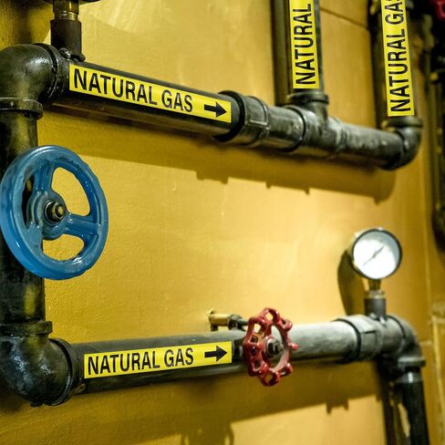 25 Pcs Natural Gas Pipe Markers 2" x 12" Self Adhesive Safety Stickers Gas Pipe Labels with Directional Arrows for Pipefitter Pipes Lines Inspections Regulators Heaters in Kuwait