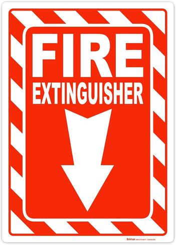 Brimar - 10" x 14" - Fire Extinguisher Sign - 3.5 Mil InfiniStick™ Vinyl Label - Easy Installation - Parking Regulation Compliance in Kuwait