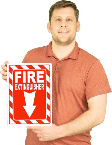 Brimar - 10" x 14" - Fire Extinguisher Sign - 3.5 Mil InfiniStick™ Vinyl Label - Easy Installation - Parking Regulation Compliance in Kuwait