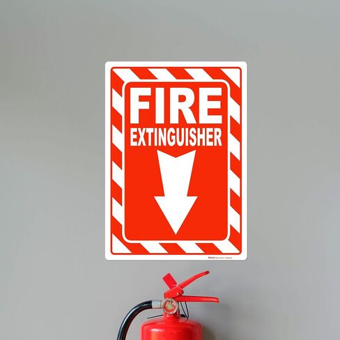 Brimar - 10" x 14" - Fire Extinguisher Sign - 3.5 Mil InfiniStick™ Vinyl Label - Easy Installation - Parking Regulation Compliance in Kuwait