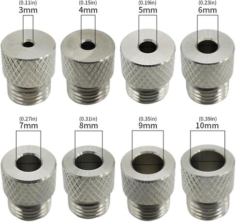 8Pcs Stainless Steel Drill Bushings Set with 3-10mm Inner Diameters M14x1.5 Threads for Precise Drilling Secure Grip Corrosions Drill Bushings Set in Kuwait