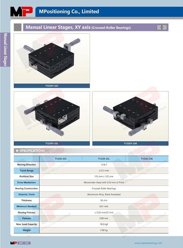 XY Linear Stage, MPositioning T125XY-25C Precision Manual XY Translation Stage 25 mm Travel in 2-Axis 125 x 125 mm Platform Table in Kuwait