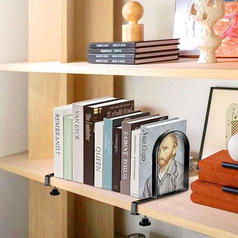 Ajart Book ينتهي للأرفف: Black Huchice Bookends - Metal Clamp Book Constration Holders (Matte Black) in Kuwait