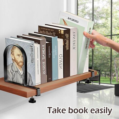 Ajart Book ينتهي للأرفف: Black Huchice Bookends - Metal Clamp Book Constration Holders (Matte Black) in Kuwait
