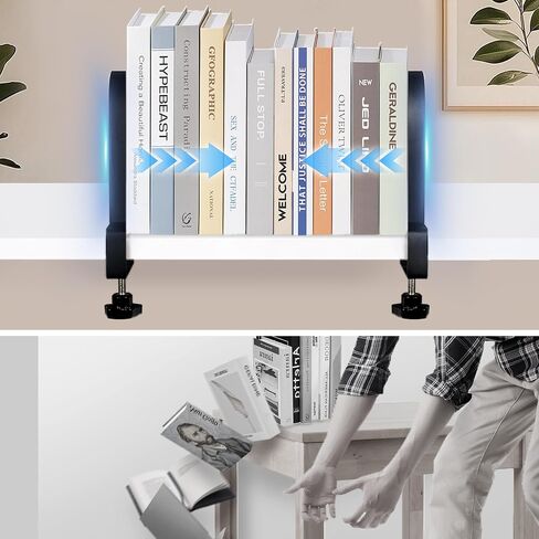 Ajart Book ينتهي للأرفف: Black Huchice Bookends - Metal Clamp Book Constration Holders (Matte Black) in Kuwait