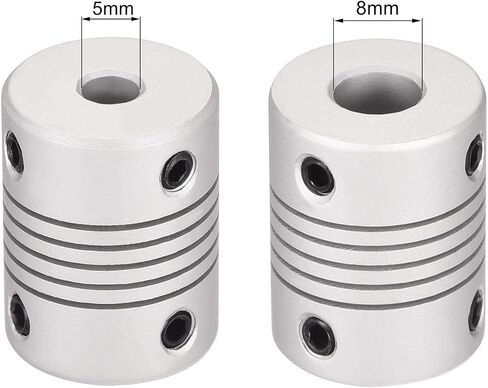 uxcell 5mm to 8mm Aluminum Alloy Shaft Coupling Flexible Coupler Motor Connector Joint L25xD19 Silver,2pcs in Kuwait