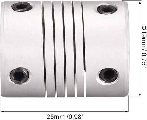 uxcell 5mm to 8mm Aluminum Alloy Shaft Coupling Flexible Coupler Motor Connector Joint L25xD19 Silver,2pcs in Kuwait