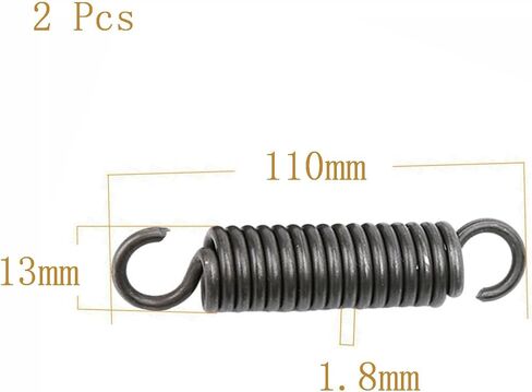 Dual Hook Tension Springs 2 Pcs, Spring Steel 1.8 x 13 x 130 mm, Wire Diameter 1.8 mm, OD 13 mm, Free Length 130 mm(1.8 x 13 x 110 mm) in Saudi Arabia