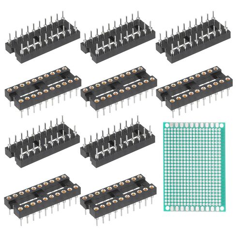 MECCANIXITY 10Pcs 500V DIP IC Chip Socket Adapter 2.54mm Pitch 20 Round Pins with Single-Sided Tin-Plated Circuit Board for Breadboard PCB Board Chip in Kuwait
