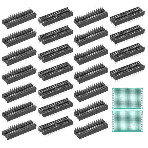 MECCANIXITY 25Pcs 500V DIP IC Chip Socket Adapter 2.54mm Pitch 20 Flat Pins with 2Pcs Single-Sided Tin-Plated Circuit Board for Breadboard PCB Board Chip in Kuwait
