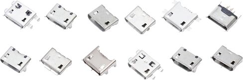 مجموعة مقابس أنثى Micro USB مكونة من 60 قطعة و12 نوعًا مع تدفق لحام، ومآخذ 5 دبابيس ومحولات USB لصيانة لحام لوحة دوائر ألعاب الهاتف المحمول (Solder Dip SMD SMT) in Kuwait