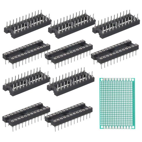 MECCANIXITY 10Pcs 500V DIP IC Chip Socket Adapter 2.54mm Pitch 20 Round Pins with Single-Sided Tin-Plated Circuit Board for Breadboard PCB Board Chip in Kuwait