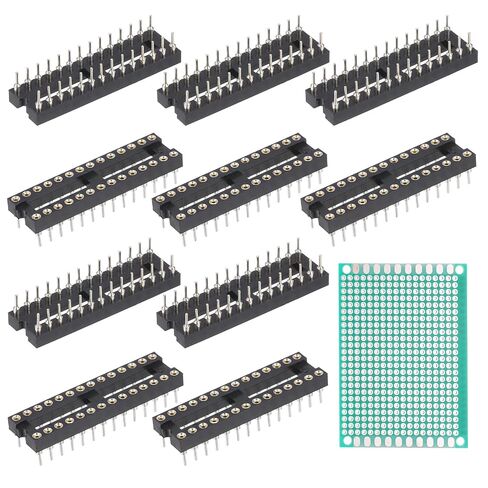 MECCANIXITY 10Pcs 500V DIP IC Chip Socket Adapter 2.54mm Pitch 20 Round Pins with Single-Sided Tin-Plated Circuit Board for Breadboard PCB Board Chip in Kuwait