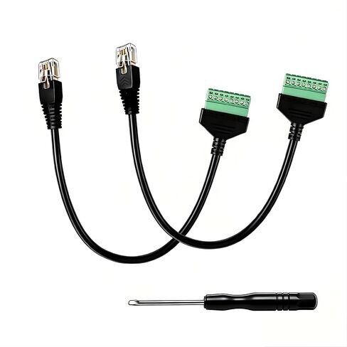 RJ45 Screw Terminal Connector, Ethernet Extender Adapter Male to 8 Pin Screw Terminal Block for Cat5/Cat6/ Cat7 Cable, RJ45 Breakout Board for CCTV, DVR, Network Signal Extension 2-Pack in Kuwait