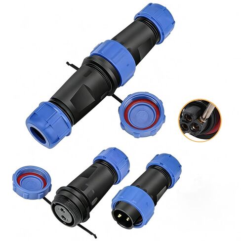 2Pair Screw Lock Waterproof Connector IP68 Circular 4 Pin Connector PBT Plastic Shell Quick Plug Aviation Connector SP17 Male Plug and Female Plug (4 Pin) in Kuwait