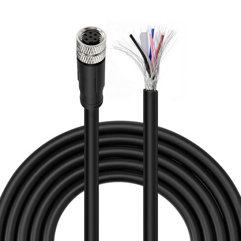 Waterproof M8 A-Code 6 Pin Circular Connector, Straight Male Female Aviation Plug Socket, Electrical Power Cable Connector for Sensor, 3M/9.8FT in Kuwait