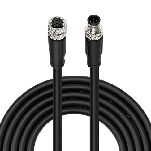 Waterproof M8 A-Code 6 Pin Circular Connector, Straight Male Female Aviation Plug Socket, Electrical Power Cable Connector for Sensor, 3M/9.8FT in Kuwait