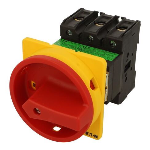 P3-100/V/SVB | Y7-88558 | MOELLER Switch DISCONNECTOR 3P 100A تركيب خلفي، مع مقبض دوار أحمر للباب وطوق أصفر in Kuwait