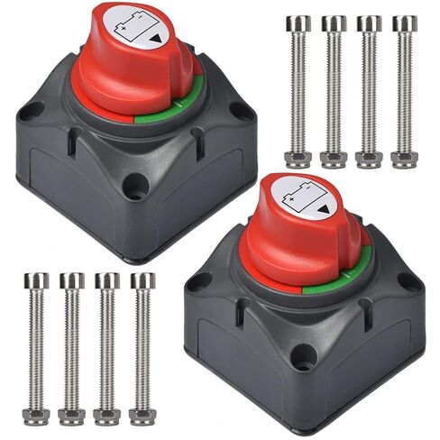 Battery Disconnect Switch - Waterproof Heavy Duty 12V-48V Power Cut Off Master Switch Isolator (On/Off) with 4 Mounting Bolts for RV Car Marine Boat Vehicle in Kuwait