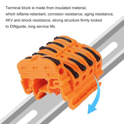 20pcs DIN Rail Terminal Blocks, Compact Wire Conductor Wiring Connectors for 24-12 AWG (Orange) in Kuwait