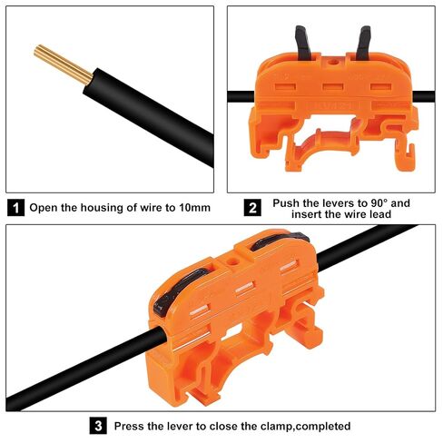 20pcs DIN Rail Terminal Blocks, Compact Wire Conductor Wiring Connectors for 24-12 AWG (Orange) in Kuwait
