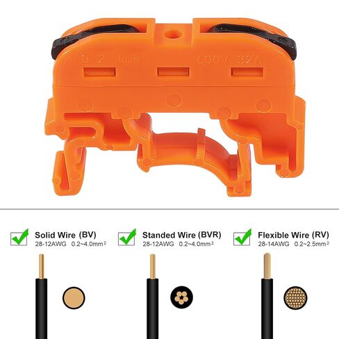 20pcs DIN Rail Terminal Blocks, Compact Wire Conductor Wiring Connectors for 24-12 AWG (Orange) in Kuwait