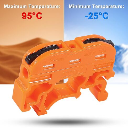 20pcs DIN Rail Terminal Blocks, Compact Wire Conductor Wiring Connectors for 24-12 AWG (Orange) in Kuwait