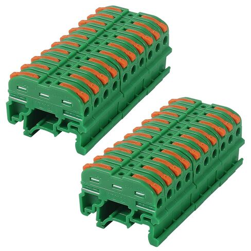 20pcs DIN Rail Terminal Blocks, Compact Wire Conductor Wiring Connectors for 24-12 AWG (Green) in Kuwait