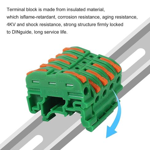 20pcs DIN Rail Terminal Blocks, Compact Wire Conductor Wiring Connectors for 24-12 AWG (Green) in Kuwait