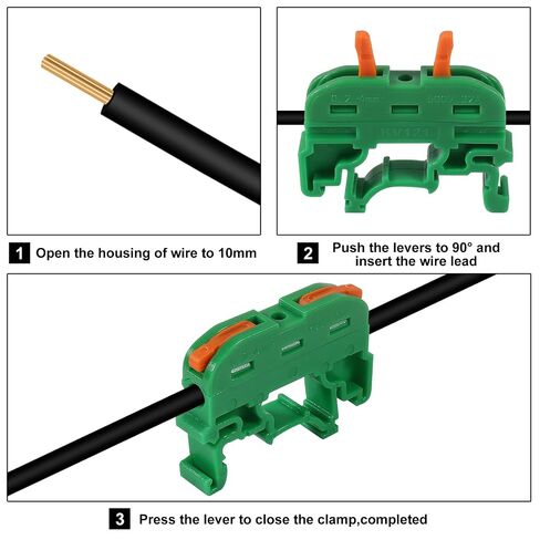 20pcs DIN Rail Terminal Blocks, Compact Wire Conductor Wiring Connectors for 24-12 AWG (Green) in Kuwait