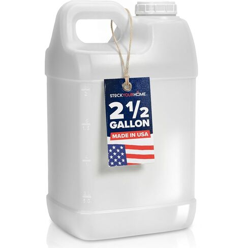 Stock Your Home 2.5 Gallon Water Jug, Made in USA — Heavy-Duty HDPE Carboy Oil Container with Secure Lid, Motor Oil Jug, Container for Used Motor Oil, Multi-Use Jug for Water, Oil & Industrial Liquids in Kuwait
