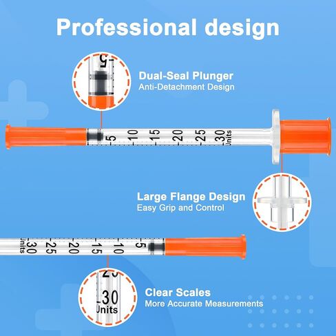 100 Pack 0.3ml/cc 30G 5/16" (8mm) Lab Liquid Measurement, Bold Markings for Accurate Dosing, Lab Supplies, Individually Packaging in Kuwait
