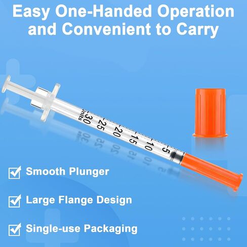 100 Pack 0.3ml/cc 30G 5/16" (8mm) Lab Liquid Measurement, Bold Markings for Accurate Dosing, Lab Supplies, Individually Packaging in Kuwait