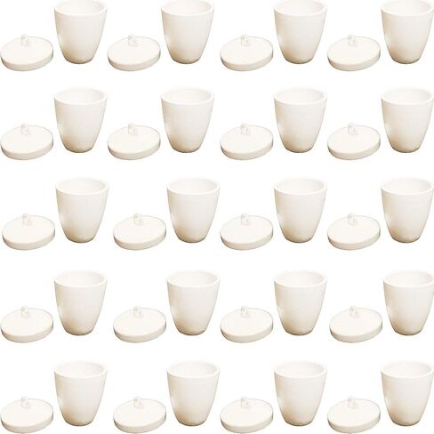 CHF-50-20 Porcelain Crucibles with Lids Pack of 20 – High-Form 50 mL Laboratory Crucibles for Heating and Combustion Experiments in Kuwait