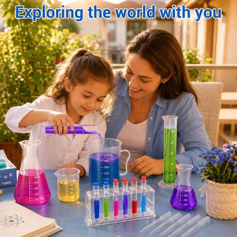 moveland 28 PCS Plastic Test Tubes and Beaker for Classroom and Lab Use | Thick plastic lab set – break-resistant & durable for repeated use. Ideal for school measurement or home color potion play. in Kuwait