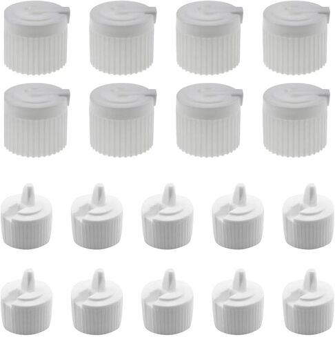 20-Pack 24/410 White Flip Top Dispensing Caps | Leak-Proof Snap-On Lids, For Shampoo, Moisturizer, Smoothies & Protein Shakes, Reusable, For Squeeze Bottles in Kuwait