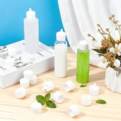 20-Pack 24/410 White Flip Top Dispensing Caps | Leak-Proof Snap-On Lids, For Shampoo, Moisturizer, Smoothies & Protein Shakes, Reusable, For Squeeze Bottles in Kuwait