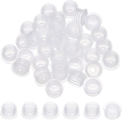 PATIKIL Suit for 20mm Plastic Bottle Adapter, 60 Pcs Press-in Bottle Plug with Hole Plastic Dispenser Cap Laboratory Stoppers for Lab Home Outdoor Cosmetics Shampoo Essential Oil, Clear in Kuwait
