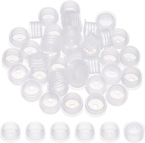 PATIKIL Suit for 20mm Plastic Bottle Adapter, 60 Pcs Press-in Bottle Plug with Hole Plastic Dispenser Cap Laboratory Stoppers for Lab Home Outdoor Cosmetics Shampoo Essential Oil, Clear in Kuwait