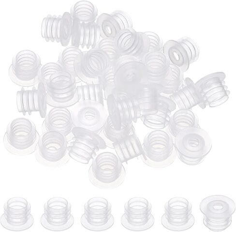 PATIKIL Suit for 20mm Plastic Bottle Adapter, 60 Pcs Press-in Bottle Plug with Hole Plastic Dispenser Cap Laboratory Stoppers for Lab Home Outdoor Cosmetics Shampoo Essential Oil, Clear in Kuwait