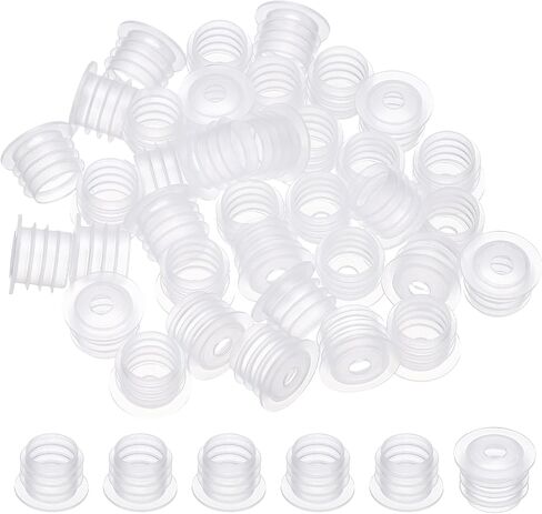 PATIKIL Suit for 20mm Plastic Bottle Adapter, 60 Pcs Press-in Bottle Plug with Hole Plastic Dispenser Cap Laboratory Stoppers for Lab Home Outdoor Cosmetics Shampoo Essential Oil, Clear in Kuwait
