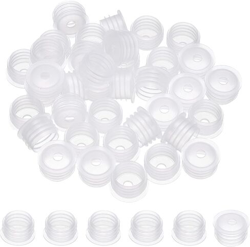 PATIKIL Suit for 20mm Plastic Bottle Adapter, 60 Pcs Press-in Bottle Plug with Hole Plastic Dispenser Cap Laboratory Stoppers for Lab Home Outdoor Cosmetics Shampoo Essential Oil, Clear in Kuwait