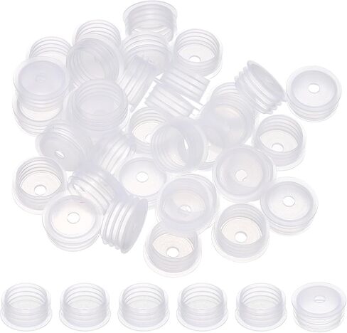 PATIKIL Suit for 20mm Plastic Bottle Adapter, 60 Pcs Press-in Bottle Plug with Hole Plastic Dispenser Cap Laboratory Stoppers for Lab Home Outdoor Cosmetics Shampoo Essential Oil, Clear in Kuwait