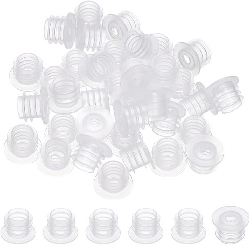 PATIKIL Suit for 20mm Plastic Bottle Adapter, 60 Pcs Press-in Bottle Plug with Hole Plastic Dispenser Cap Laboratory Stoppers for Lab Home Outdoor Cosmetics Shampoo Essential Oil, Clear in Kuwait