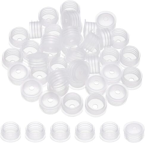 PATIKIL Suit for 20mm Plastic Bottle Adapter, 60 Pcs Press-in Bottle Plug with Hole Plastic Dispenser Cap Laboratory Stoppers for Lab Home Outdoor Cosmetics Shampoo Essential Oil, Clear in Kuwait