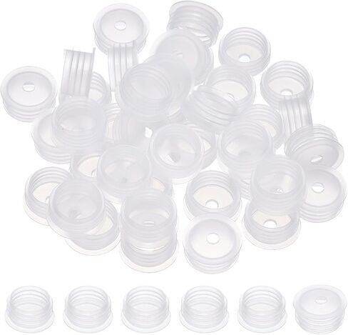 PATIKIL Suit for 20mm Plastic Bottle Adapter, 60 Pcs Press-in Bottle Plug with Hole Plastic Dispenser Cap Laboratory Stoppers for Lab Home Outdoor Cosmetics Shampoo Essential Oil, Clear in Kuwait
